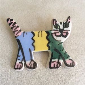 Ceramic Cat (with an attitude) Pin